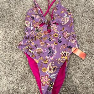 Cupshe Purple and Pink Floral One Piece Swimsuit